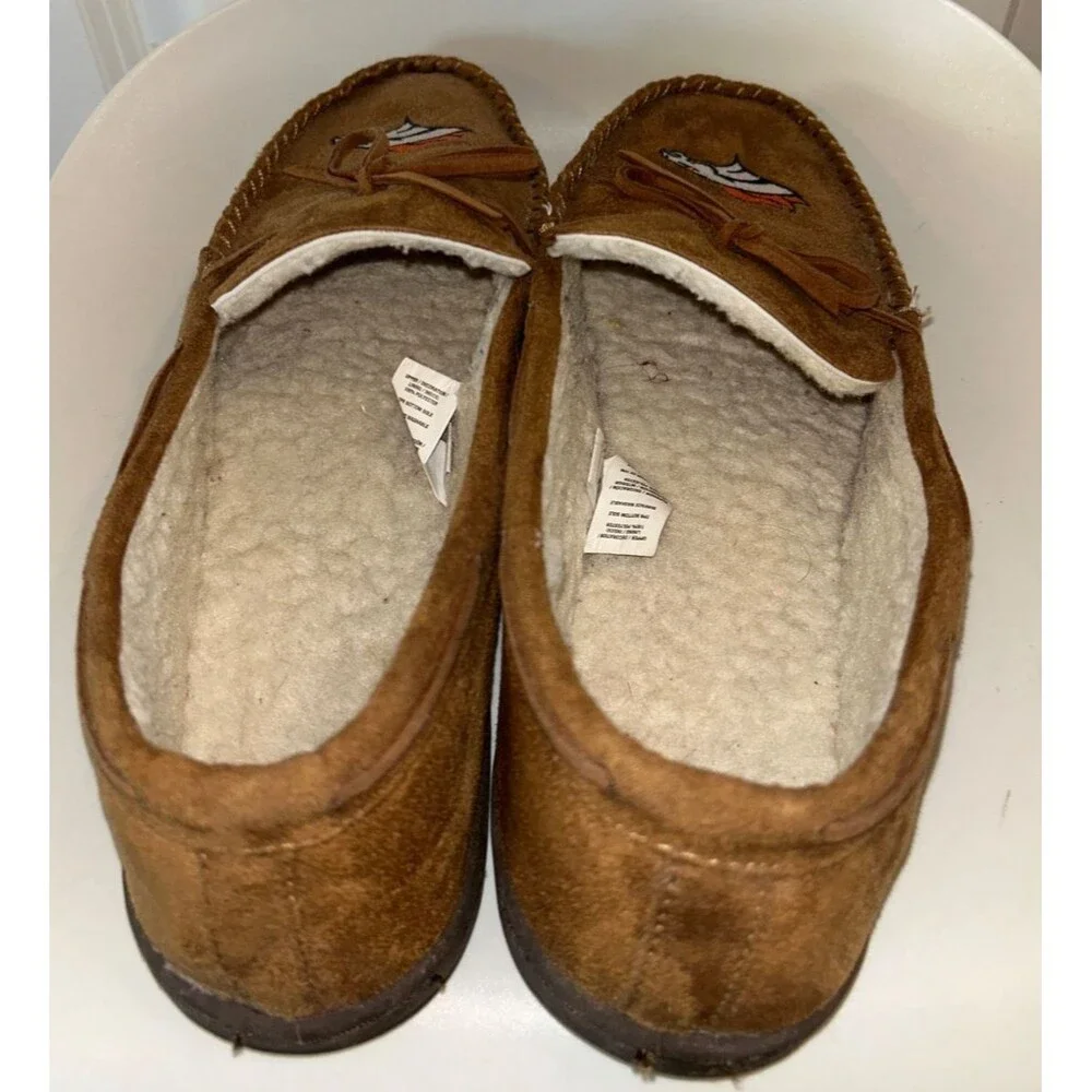 Denver Broncos Embroidery Slippers Faux Suede Faux Men’s size XL 11.5-13